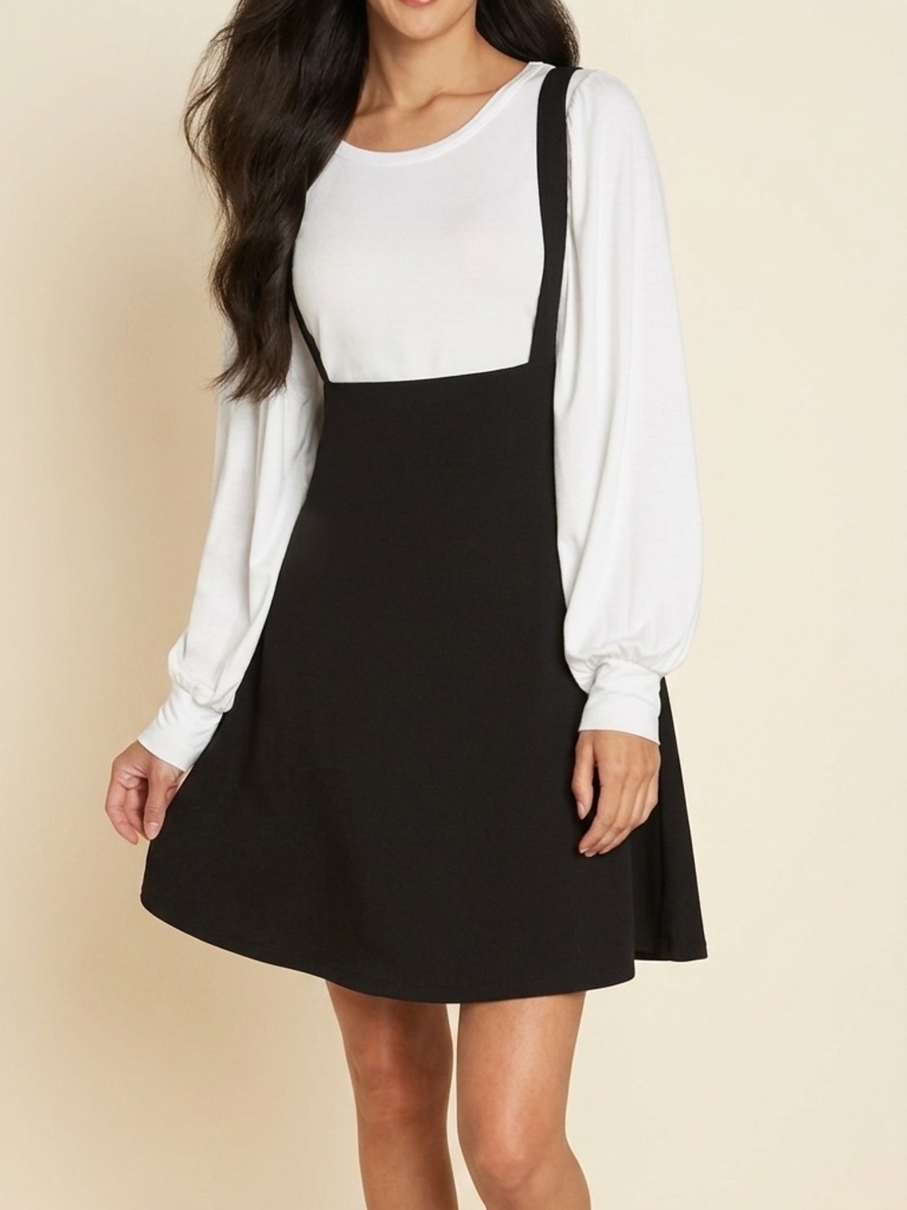 Modcloth| Black Retro Pinafore Mini Skirt Sz S